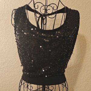 Frederick's of Hollywood Black Sequin Tank Top